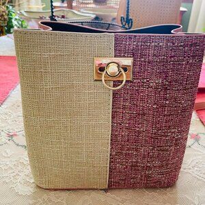 Women Pink PU Leather Crossbody Bucket Bag with Adjustable Shoulder Strap